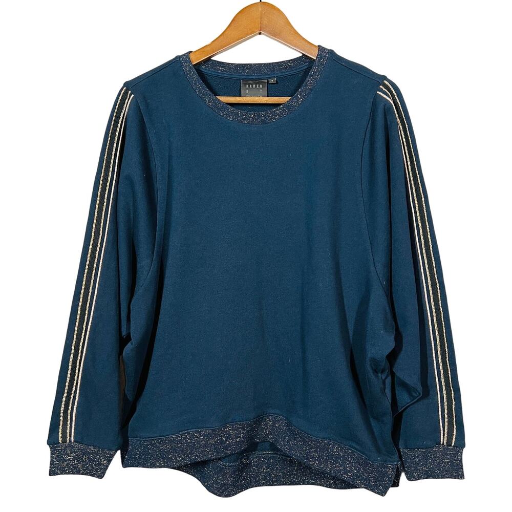 Karen by Simonsen Knit Sweatshirt Pullover Metallic Long Sleeve Navy - S